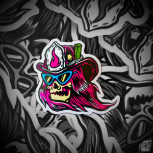 STICKER CON BARNIZ SECTORIZADO "CRÁNEO LA BANDÍA"