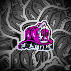 STICKER CON BARNIZ SECTORIZADO "CASCO ROSA"