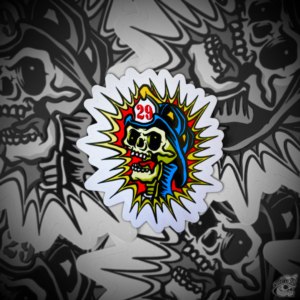 STICKER CON BARNIZ SECTORIZADO "ROCK SKULL"