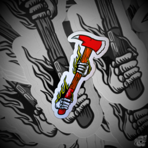 STICKER CON BARNIZ SECTORIZADO "EL HACHA"